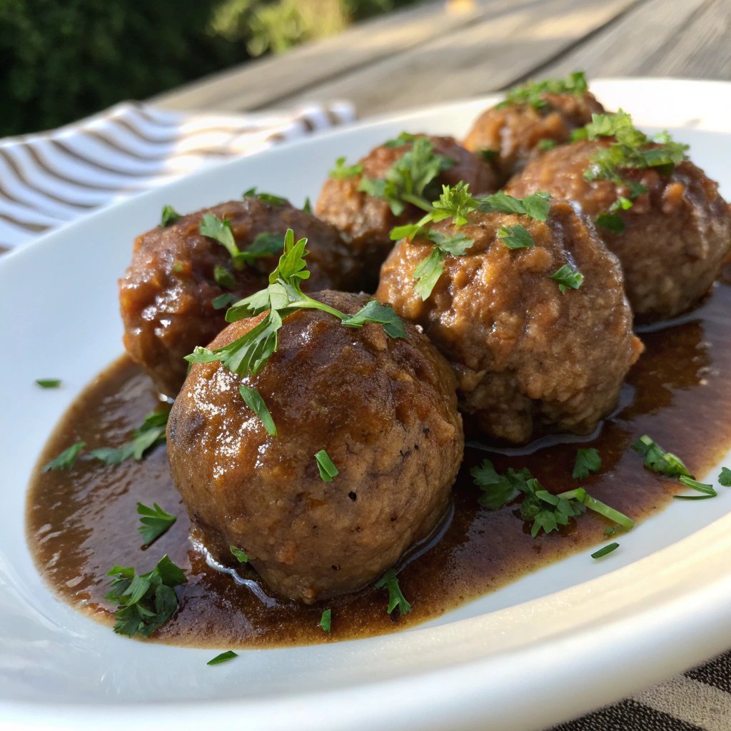 savory salisbury steak meatballs