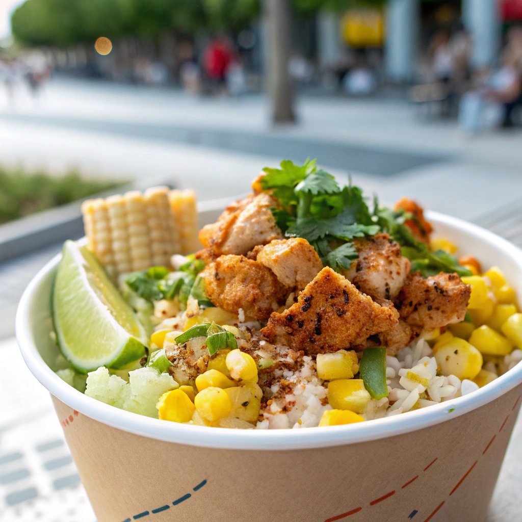 zesty street corn chicken with rice bowl delight